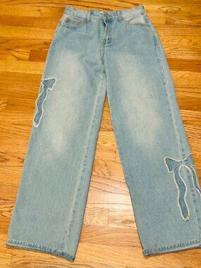Forever 21 Blue Jeans Denim Wide Leg Bows Size 24
